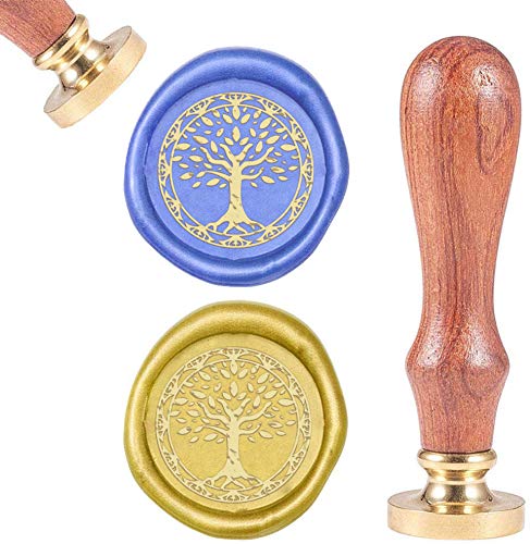 craspire Wax Seal Stamp Baum des Lebens, Vintage Wachs Versiegelungsstempel Pflanze Retro Holzstempel Abnehmbarer Messingkopf 25mm Für Umschläge Einladungen Verschönerung Flasche Dekoration von craspire