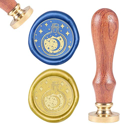 CRASPIRE Wax Seal Stamp Moon In Der, Vintage Wachs Siegelstempel Retro Holzstempel Abnehmbarer Messingkopf 25mm Für Umschläge Hochzeitseinladungen Verschönerung von craspire