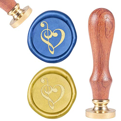 CRASPIRE Wax Seal Stamp Musiknote, Vintage Wax Sealing Stamps Musik Retro Holzstempel Abnehmbarer Messingkopf 25mm Für Umschläge Einladungen Verschönerung von craspire