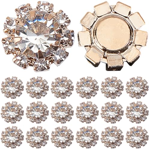 craspire 1 Box 100 Stück Blumen Strassknöpfe Kristall Flachrückseite Verzierung Gold 10.5mm Dekorative Charms Kristall Flachrückseite Broschenzubehör Zum Basteln Für Hochzeiten Kleidung Taschen von craspire