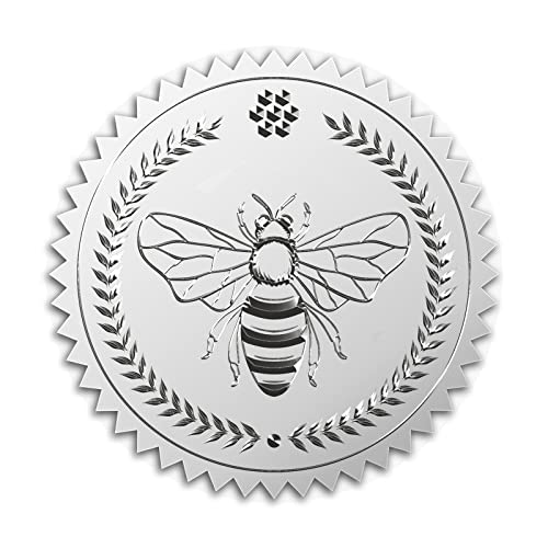 craspire 100 Stück Selbstklebende Silberfolie Geprägte Aufkleber Medaille Dekoration Aufkleber, Aufkleber Mit Bienenmuster, Zertifizierung, Abschlussfeier, Notarsiegel, Umschlag (Biene) von craspire