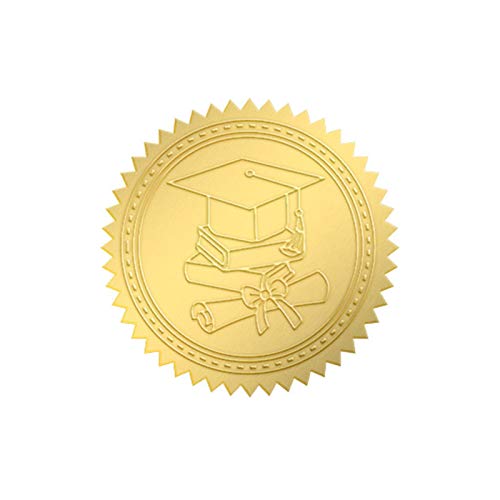 craspire 100PCS Award Seal Graduation Goldfolienaufkleber Wafer Seal Labels Round Labels Seal Company Award Seal Für Die Anerkennung von Lehrerprofessoren von craspire