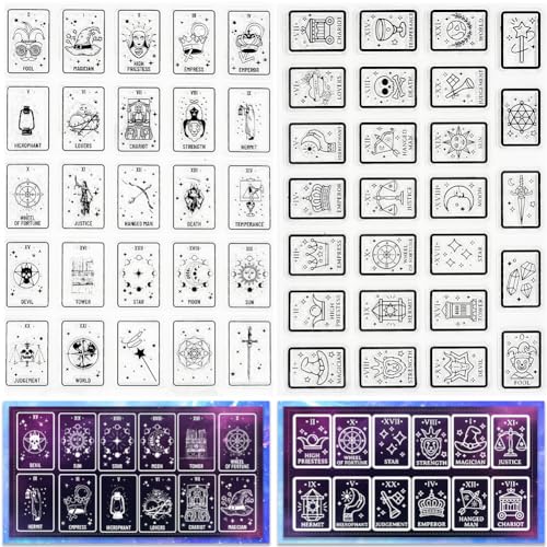 craspire 2 Stile Tarot Klare Stempel Divinatorische Elemente Hexe Wiederverwendbarer Hintergrund Poststempel Transparente Silikonstempelsiegel Für Journaling Kartenherstellung Dekor DIY Scrapbooking von craspire