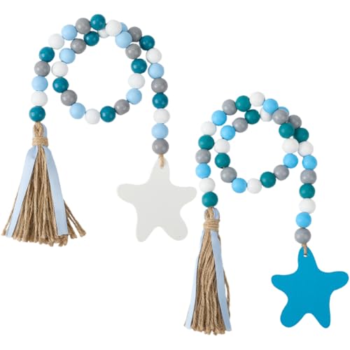 craspire 2 Stück Blaue Holzperlengirlande Strang Holzperlen Sommer Meer Ozean Seestern Bauernhaus Rustikale Perlen Hängendes Anhänger Ornament Mit Juteseil Quaste Für Gestuftes Tablett Wandparty craspire 2 Stück Blaue Holzperlengirlande Strang Holzperlen Sommer Meer Ozean Seestern Bauernhaus Rustikale Perlen Hängendes Anhänger Ornament Mit Juteseil Quaste Für Gestuftes Tablett Wandparty von craspire