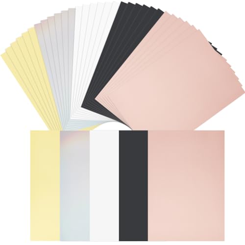 craspire 35 Stück Metallic-Kartonpapierbögen In 5 Farben, A4, rechteckig, Dicke Kartonfolie, 250 g/M², Spiegelnd, Schimmerndes Papier, Reflektierendes Blatt Für Die Kartenherstellung Scrapbook Urlaub von craspire