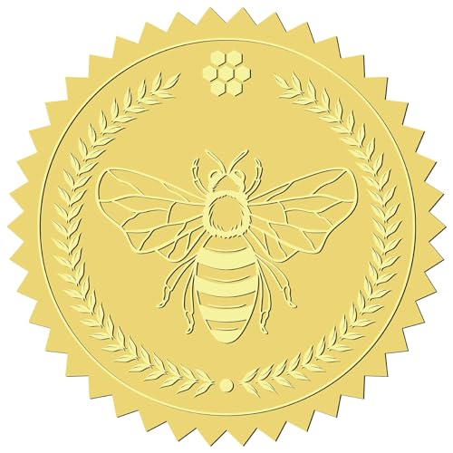 craspire 408 Stück Bienen-Aufkleber Mit Goldfolienprägung, 2" Selbstklebende Umschläge, Siegelaufkleber, Hummel-Etiketten Für Hochzeitseinladungen, Abschlussfeiern, Unternehmenszertifikate, Diplome von craspire