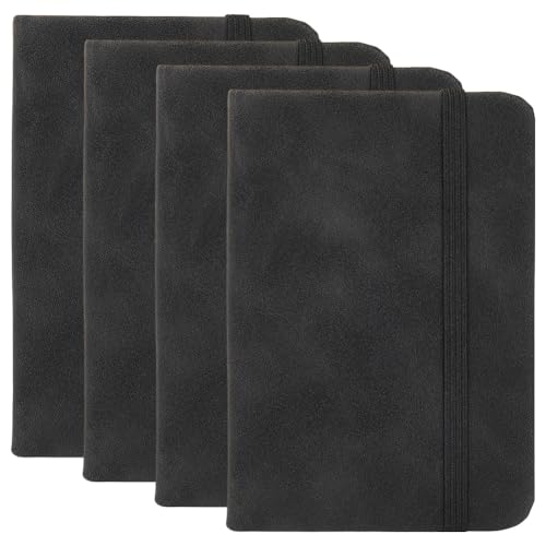 craspire 4Pcs Hardcover Wildleder Tasche Notebook 4,33 x 3 Zoll kleine Notizbuch Journale A7 Mini Notizblock winzige gefüttert Journal Notebook für Büro nach Hause Schule Schreibwaren schwarz von craspire