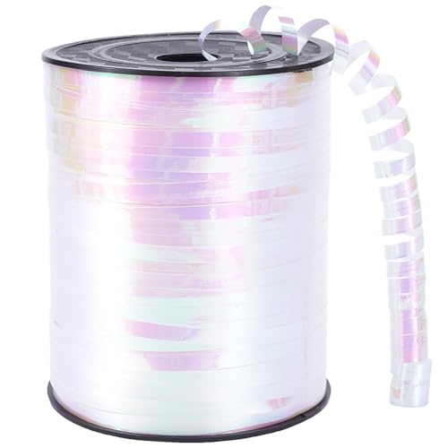 craspire 500 Yards 3/16" Kräuselband Ballonband Perlweiß Holografisch Laser Gekräuselt Dünne Ballonschnur Für Geschenkverpackung Schleifen Weihnachten Halloween Hochzeit Geburtstag Festival DIY Dekor von craspire