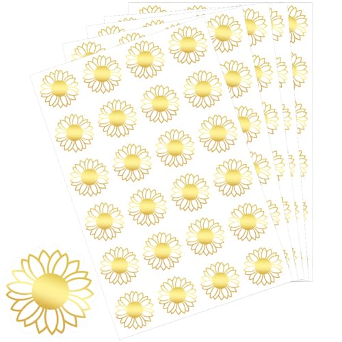 craspire 504 Stück Sonnenblumen Umschlagaufkleber Geprägte Blumenaufkleber Selbstklebende Goldfolie Florale Umschlagsiegel Etiketten Für Selbstgemachte Fotoalben Umschläge Einladungskarten Tagebücher von craspire