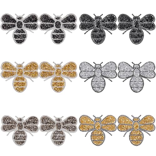 craspire 6 Styles Bienen Strass Patches Kristalle Dekoration Patches Eisen Auf Kleidung Patches Nähen Applikationen Für Kleidung Jeans Reparatur Rucksack Schuhe Hut DIY Handwerk von craspire