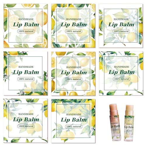 craspire 80 Stück 8 Stile Zitronen Lippenbalsam Aufkleber Mit Sommerfrucht Orangen Muster Selbstklebende Hausgemachte Lippenbalsam Etiketten wasserdichte DIY Etikettenaufkleber Lippenbalsambehälter von craspire