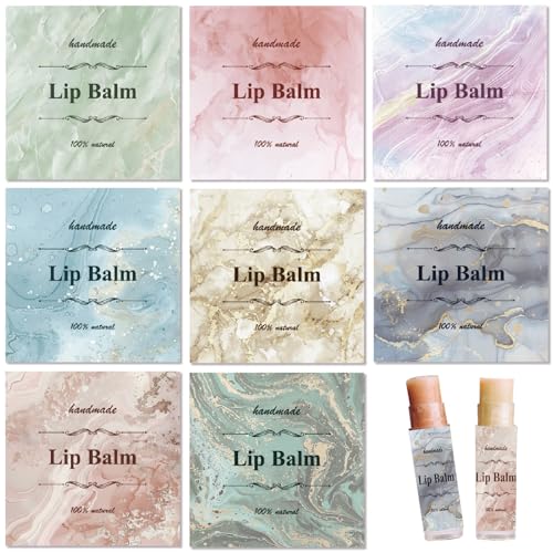 craspire 80 Stück Lippenbalsam Aufkleber In 8 Stilen Vintage Marmorierung Selbstklebende Hausgemachte Lippenbalsam Etiketten Mehrfarbig Retro Quadratisch DIY Etikettenaufkleber Für Lippenbalsam von craspire