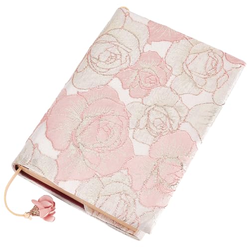 craspire Buchumschlag Passend Für Größe A5 8,3 x 6,3 Zoll Weicher Satinstoff Rosa Rosenblume Waschbare Buchhülle Lesezeichen Hardcover Taschenbuch Softcover Buchschutz Für Buchliebhaber Klassenzimmer von craspire