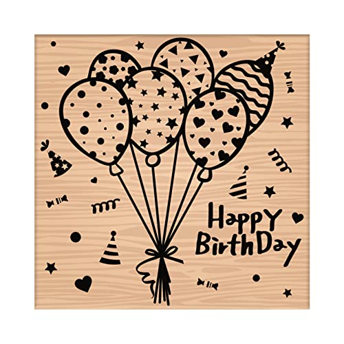 craspire Holzstempel Alles Gute Zum Geburtstag Luftballons Dekorative Holzstempel Vintage Holzmontierte Stempel Für Kartenherstellung DIY Kunsthandwerk Scrapbooking Tagebuch Tagebuch Briefplaner von craspire