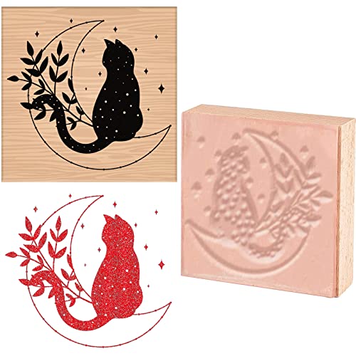 craspire Holzstempel Mond Katze Stern Dekorative Holzstempel Vintage Holzmontierte Stempel Für Kartenherstellung DIY Kunsthandwerk Scrapbooking Tagebuch Tagebuch Brief Planer von craspire