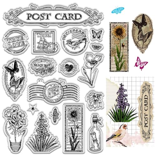 craspire Klare Stempel Blatt Blume Schmetterling Transparente Gummistempel Wiederverwendbare Vintage Silikonstempelsiegel Für DIY Scrapbooking Filmrahmen Fotoalbum Dekoratives Journaling von craspire