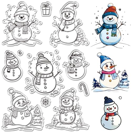 craspire Schneemann Stempel Aus Transparentem Gummi Zuckerstange Schneeflocke Geschenk Wiederverwendbar Transparentes Silikon Stempelsiegel Für Weihnachten Winter Journaling Kartenherstellung von craspire