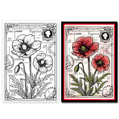 craspire Silikon Klare Stempel Vintage Mohn Blume Wort Muster Klare Stempel Für Kartenherstellung Dekoration DIY Scrapbooking Prägung Album Dekor Handwerk von craspire