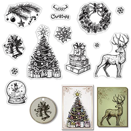 craspire Weihnachts-Klarstempel, Weihnachtsbaum, Elch, Hirsch, Geschenk, Silikonstempel, Siegel, Transparente Silikonstempel Für Weihnachtskarten, Dekoration, DIY, Scrapbooking, Prägung, Album, Dekor von craspire