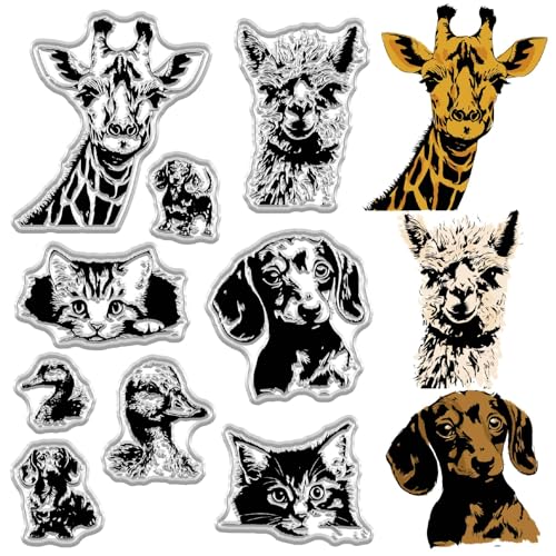 craspire Transparente Gummistempel Mit Katzenmotiv Hund Schaf Kuh Ente Tier Wiederverwendbar Vintage Transparenter Silikon Siegelstempel Dekorative Siegel Für Die Kartenherstellung DIY Scrapbooking von craspire