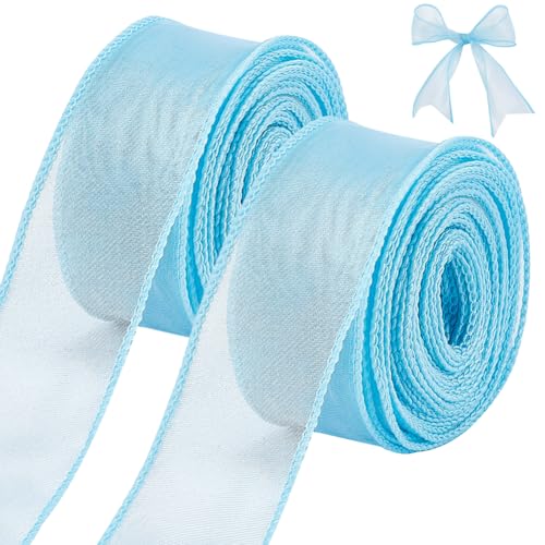 craspire Transparentes Organzaband Hellblau 40 mm X 10 m Chiffonbandrolle Für DIY-Bastelarbeiten, Geschenkpapier, Strauß, Bögen, Dekorationen Für Hochzeitsfeiern von craspire