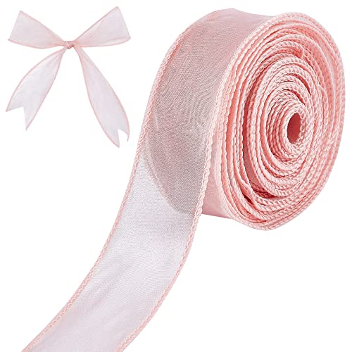 craspire Transparentes Organzaband Hellrosa 40 mm X 10 m Chiffonbandrolle Für DIY-Bastelarbeiten, Geschenkpapier, Strauß, Bögen, Dekorationen Für Hochzeitsfeiern von craspire