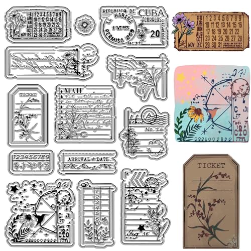 craspire Vintage Flower Clear Rubber Stamps Kalender Briefkopf Wiederverwendbare Retro Transparente Silikonstempel Siegel Für Journaling Kartenherstellung Scrapbooking Fotoalbum Dekorative DIY von craspire