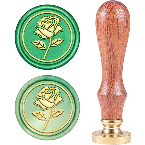 craspire Wachs-Siegel-Stempel, Siegelwachsstempel Rosafarbenes Blumenmuster Retro Holzstempel Wachssiegel 25 mm Abnehmbar Messingdichtung Holzgriff Für Umschlag Einladung Hochzeit Verschönerung von craspire