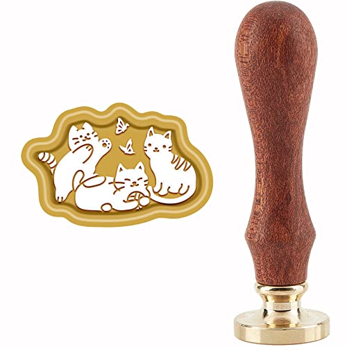 craspire Wachs-Siegel-Stempel DREI Katzen Siegelwachs-Stempel Kitty Abnehmbarer Messingkopf-Siegelstempel Mit Holzgriff Für Karten, Einladungen, Geschenkpapier, Scrapbooking-Dekoration von craspire