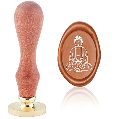 CRASPIRE Wachssiegelstempel Buddha Vintage Siegellackstempel Oval Abnehmbarer Messingkopf Siegelstempel Mit Holzgriff Für Hochzeitseinladungen Thanksgiving Valentinstag Geschenkpapier von craspire