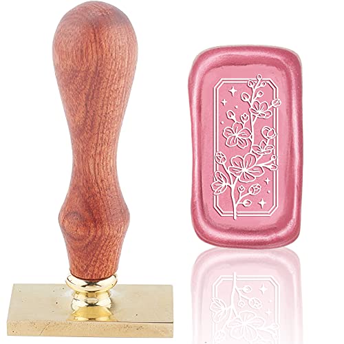 craspire Wachssiegelstempel Kirschblüte Vintage Siegellackstempel Sterne Rechteck Abnehmbarer Messingkopf Siegelstempel Mit Holzgriff S Weihnachten Xmas Thanksgiving Geschenkpapier von craspire