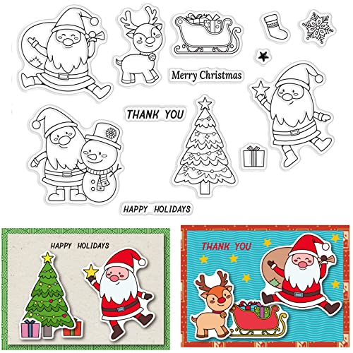 craspire Weihnachten Clear Stamps Schneeflocke Weihnachtsmann Schneemann Silikonstempel Siegel Transparente Silikonstempel Für Weihnachtskartenherstellung Dekoration DIY Scrapbooking Prägung Album von craspire