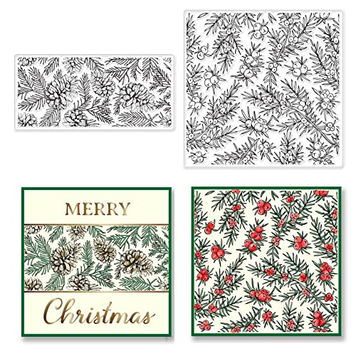 craspire Klarer Weihnachtsstempel, Stechpalme, Mistel, Tannenzapfen, Geschenk, Silikonstempel, Siegel, Transparente Gummistempel Für Weihnachtskarten, Dekoration, DIY, Scrapbooking, Prägung, Album von craspire