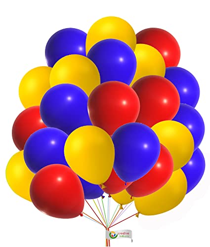 30 Stück 25,4 cm Luftballons Gelb Rot Blau Latex Ballons Mix Pack für Geburtstag Hochzeit Baby Shower Party Dekoration Supplies von creative balloons