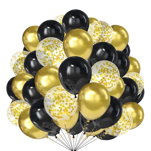 Gold und Schwarz Luftballons 30 Stück 10 Zoll Konfetti Ballons für Schwarz Gold Party Dekorationen Hip Hop Party Dekoration Hollywood Party Disco Party Dekorationen von creative balloons