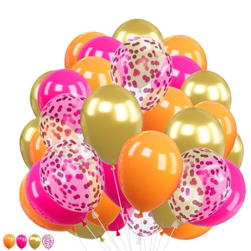 Hot Pink Orange Luftballons 30 Stück 25,4 cm Orange Gold Hot Pink Konfetti Latex Ballons Sets für Mädchen Frauen Geburtstag Baby Brautdusche Hochzeit Verlobung Party Dekoration von creative balloons