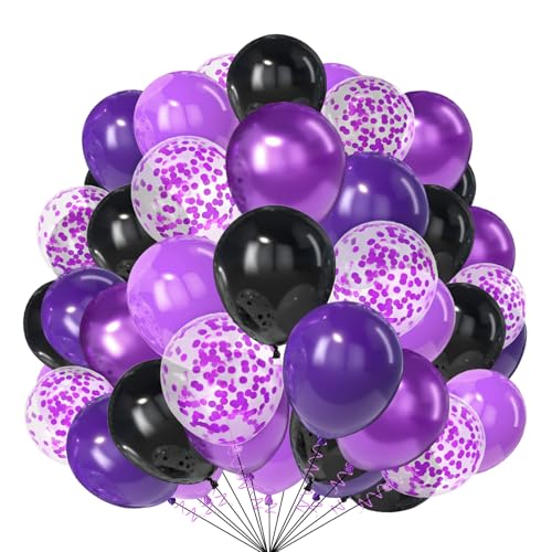 Lila und Schwarz Luftballons 10 Zoll Lila Ballon Schwarz Lila Party Ballons Lila Konfetti Ballon für Halloween Mittwoch Abschluss Geburtstag Hochzeit Party Dekorationen von creative balloons