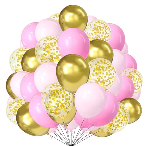 Rosa Gold Luftballons Set 30 Stück 10 Zoll Pastell Baby Rosa Gold Konfetti Latex Ballons für Mädchen Frauen Geburtstag Baby Brautdusche Hochzeit Party Dekorationen von creative balloons