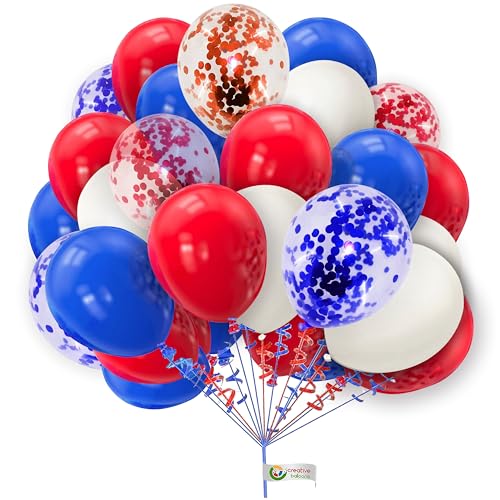 Rot und Blau Weiß Luftballons 30 Stück Luftballons 10 Zoll Rot Blau Weiß Latex Ballons Konfetti Rot Blau Luftballons Metallic Ballons für Geburtstag Abschluss Jubiläum Party Hintergrund Dekorationen von creative balloons