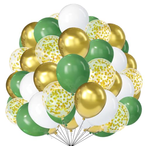 Salbeigrün Gold und Weiß Luftballons Set Weiß Geburtstag Party Gold Konfetti Latex Ballons für Hochzeit Babyparty Dschungel Party Dekorationen von creative balloons