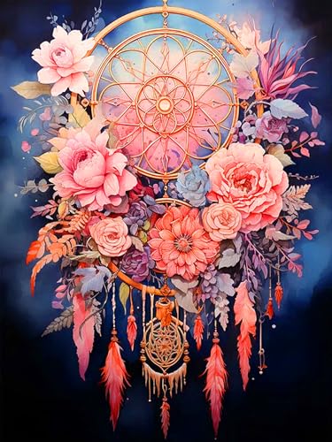 croshom 5D Diamond Painting Bilder, Dream Catcher Diamond Painting Set Erwachsene, DIY Flower Diamond-Painting Full Drill für Wall Decoration 30 x 40 cm von croshom