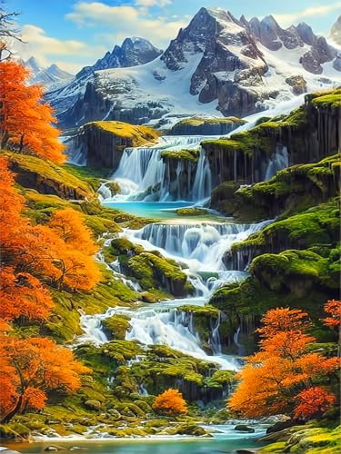 croshom 5D Diamond Painting Landscape Diamant Painting Bilder Mountain Diamond Painting Erwachsene River Full Diamond Painting Set Cross Stitch für Home Décor 30x40cm von croshom