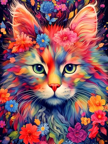 croshom 5D Diamond Painting Set Erwachsene, katze diamond Painting Set, DIY Full Round Diamond Embroidery Painting für Home Wall Decoration 30x40cm von croshom