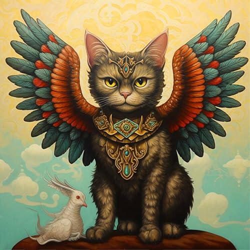 croshom 5D Diamond Painting Set katze Diamond Painting bilder Erwachsene Winged katze Diamond Painting, Diamond Painting Deko für Home 35x35cm von croshom