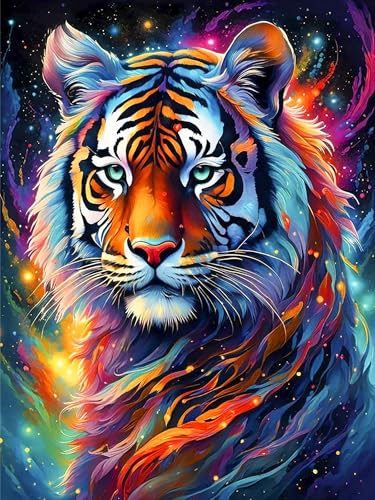 croshom 5D Tiger Diamond Painting Set,DIY Full Round Diamond Tiger Bilder Erwachsene, Mosaic Making, Diamond Painting für Home Décor, Gift für Friends 30 x 40 cm von croshom