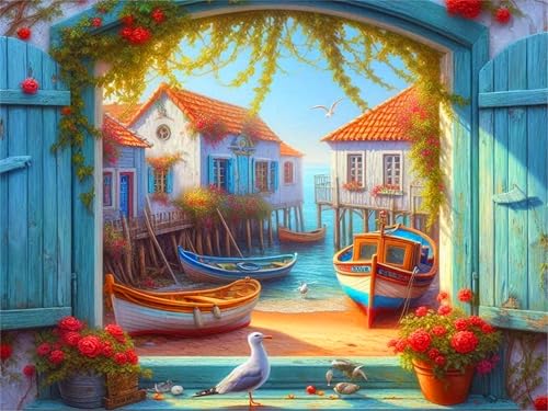 croshom Diamond Painting Erwachsene Blumen Town Diamond Painting Set， 5D Blumen Diamond Painting Landschaft Diamond Painting Bilder für Home Wall Decorations 30x40 cm von croshom