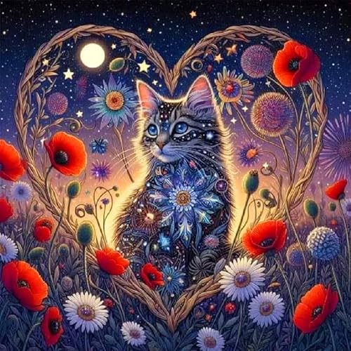 croshom Katze Diamond Painting,Diamond Art Kits Erwachsene,5D DIY Diamond Painting Bilder Kit für Heim Dekoration,Geschenk für Freunde 35x35cm von croshom