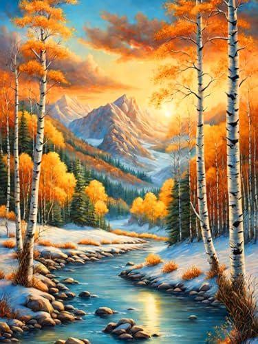 croshom Landscape Malen Nach Zahlen Set Erwachsene，DIY Mountain Paint by Numbers Adults Beginners Ölgemälde Painting Set für Gift Home Wall Decoration 30x40cm von croshom