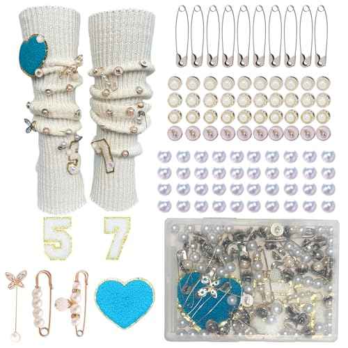 100 Stück Junk-Socken-Charms, glitzernde Sockennadeln, Schmuckanhänger, silberfarben, Sicherheitsnadeln für Sockenzubehör (Nummer) von crukakulash