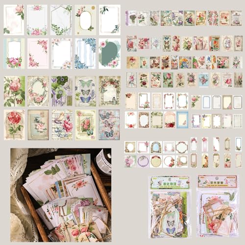 200 Stück Scrapbooking Sticker Set, Scrapbook Zubehör Deko Aesthetic Vintage, Blumen Pflanzen Bastelpapier für Journaling Fotoalbum Sammelalbum Kalender Notizbuch von cuhostki